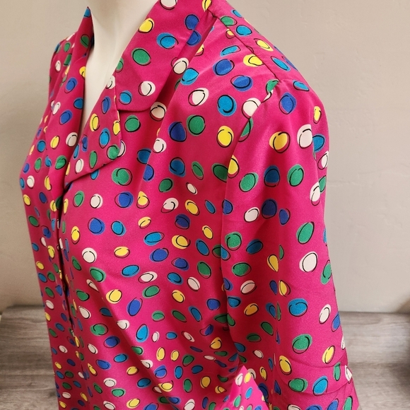PENDLETON Sophisticates Vintage Pink Top 14 Buttoned Colorful Lightweight Dots‎ - Picture 11 of 12